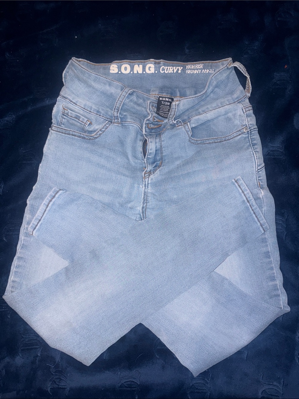 Song of Style Light Blue Curvy High-Rise Skinny Jeans